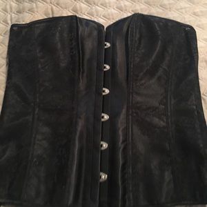 Lace Embossed Corset with Laced Tie Back